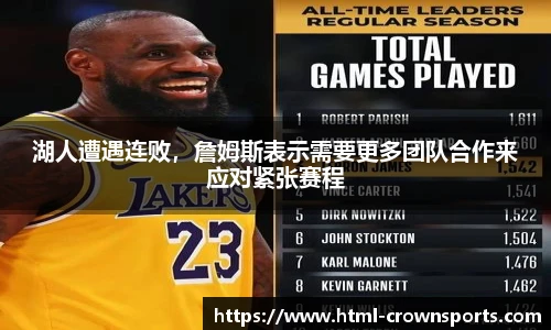 湖人遭遇连败，詹姆斯表示需要更多团队合作来应对紧张赛程